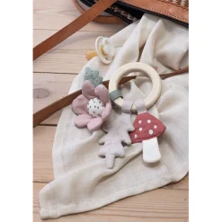 Sebra Rattle with Leaf, Mushroom, and Flower