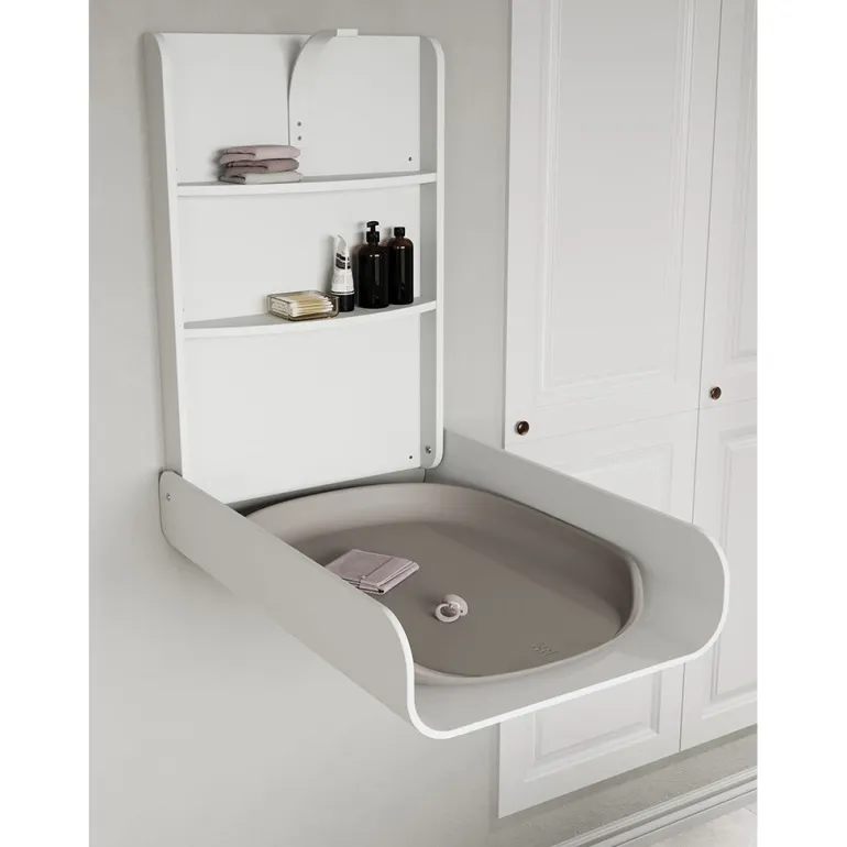 Sebra Væghængt puslebord i træ, Classic white