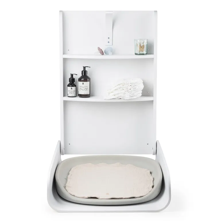 Sebra Væghængt puslebord i træ, Classic white
