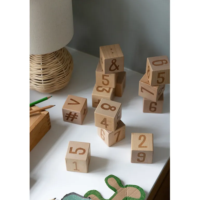 Sebra Wooden Building Blocks, 12 pcs. - Number Blocks