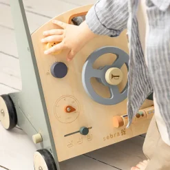 Sebra Wooden Walker with Activities, Car