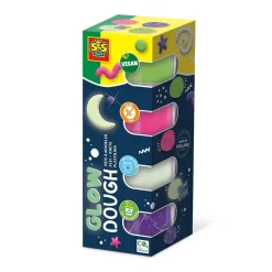 SES Creative Modeling Dough, Silky Soft Glow-in-the-Dark 4x90g