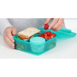 Sistema Bento Cube Lunchbox with 5 Compartments and One Container, 1.25L - Teal