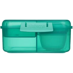 Sistema Bento Cube Lunchbox with 5 Compartments and One Container, 1.25L - Teal
