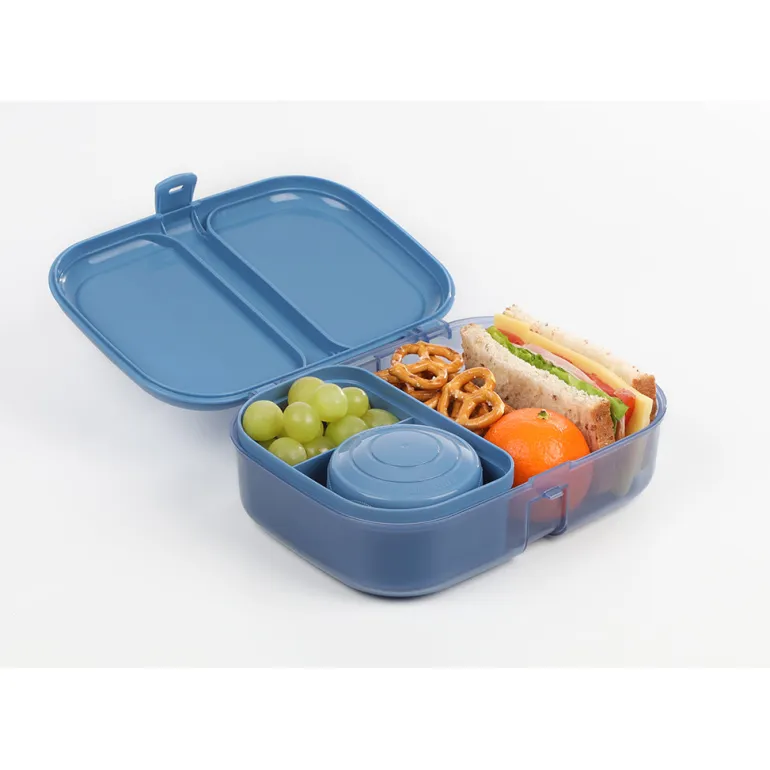 Sistema Bento Cube To Go, lunch box with 5 compartments and a container – Mountain blue