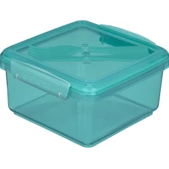 Sistema Lunch Plus To Go, Lunch Box with 1 Compartment and Cutlery - Teal Stone