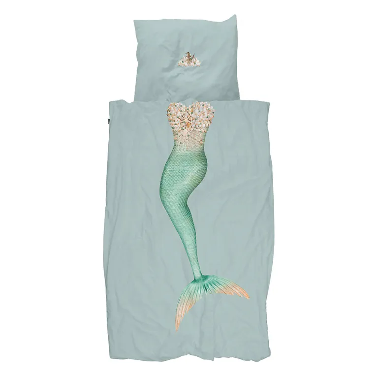 Snurk Adult Bedding, Organic - Mermaid Aqua