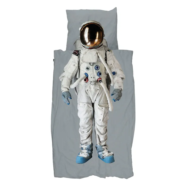 Snurk Organic Adult Bedding - Astronaut Grey Space