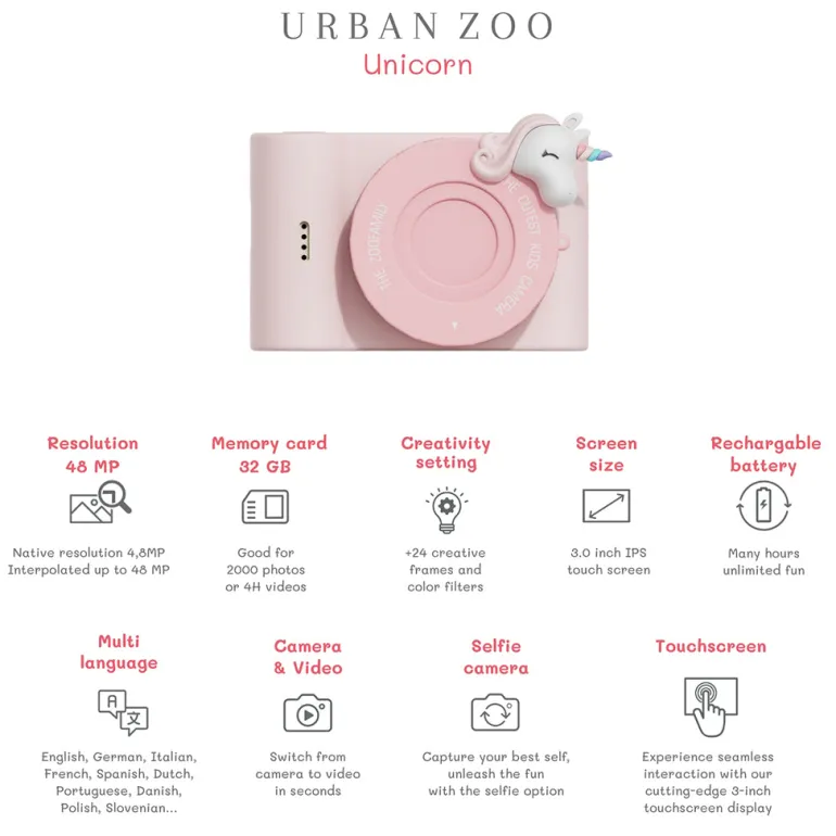 The ZooFamily, Urban Zoo Kids' Camera, Ages 5-10 – Unicorn