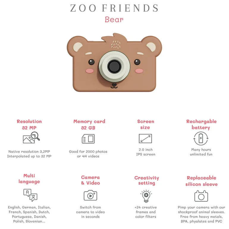 The ZooFamily, Zoo Friends Children's Camera, Ages 3–7 – Bear