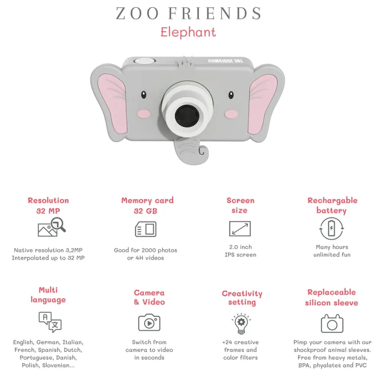 The ZooFamily, Zoo Friends Kids’ Camera, Ages 3–7 – Elephant