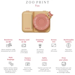 The ZooFamily, Zoo Print, 3-in-1 Camera with Print Function, Ages 5-11 - Fox