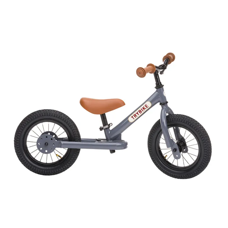 Trybike Balance Bike, Vintage Anthracite Grey with Retro Look