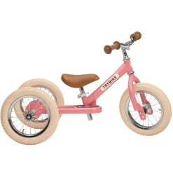 Trybike Three-Wheel Balance Bike, Vintage Pink with Retro Styling