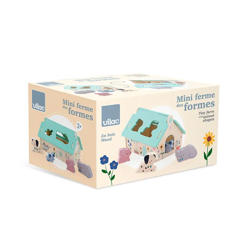 Vilac Wooden Shape Sorter, Little Farm with Animal Figures